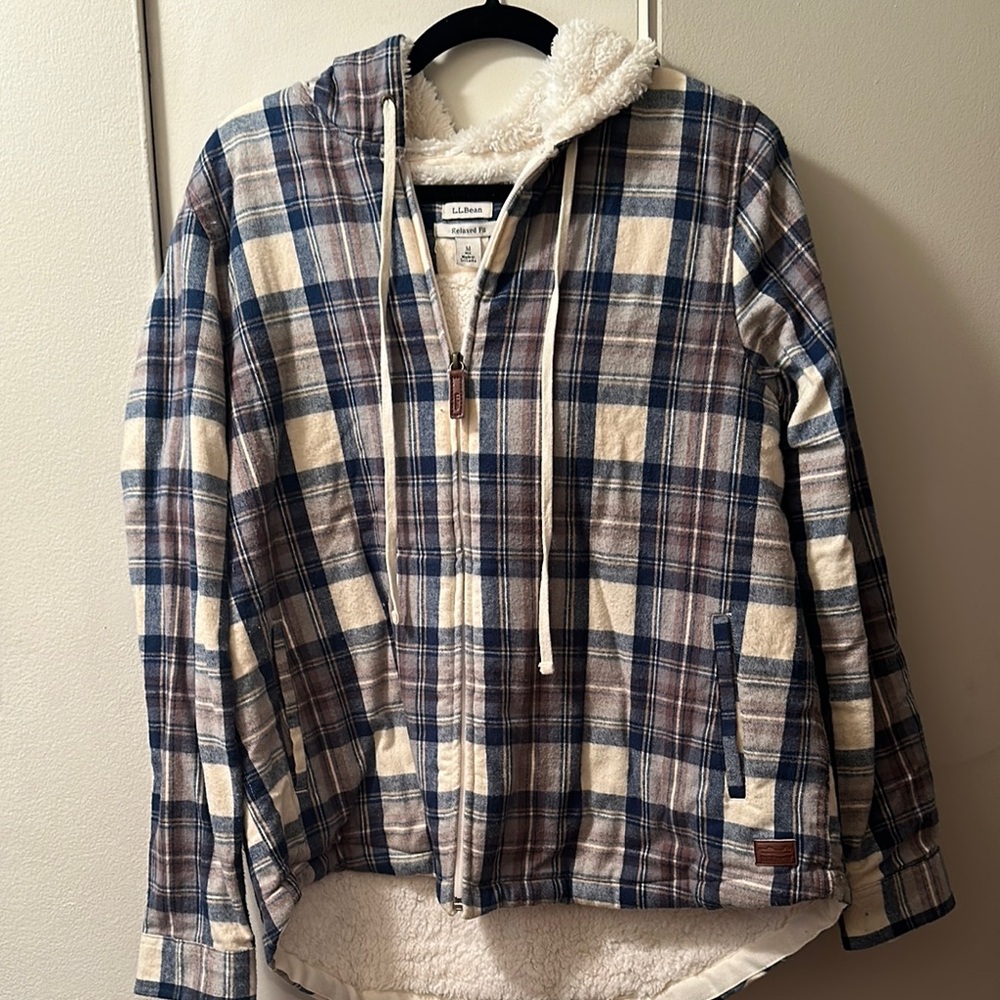 L.L.Bean Blue and Cream Plaid Jacket